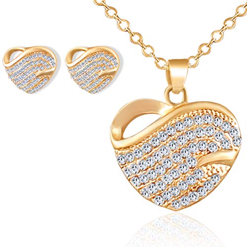 Preisvergleich Produktbild Schmuckhandel Haak *Kristall-Herz* Halskette mit Ohrringen / Silber beschichtet / Swarovski® Kristalle / inkl. Etui und Schmuckzertifikat