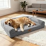Sytopia 42 Inch Dog Beds for Large Dogs, Big Orthopedic Egg Crate Foam Pet Bed with Washable Removable Cover and Anti-Slip Bottom, Grey