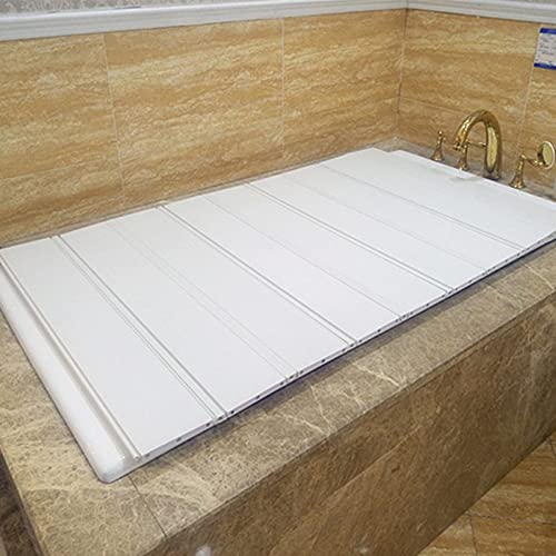 Couvercle de baignoire pliable isolant avec support de rangement en blanc