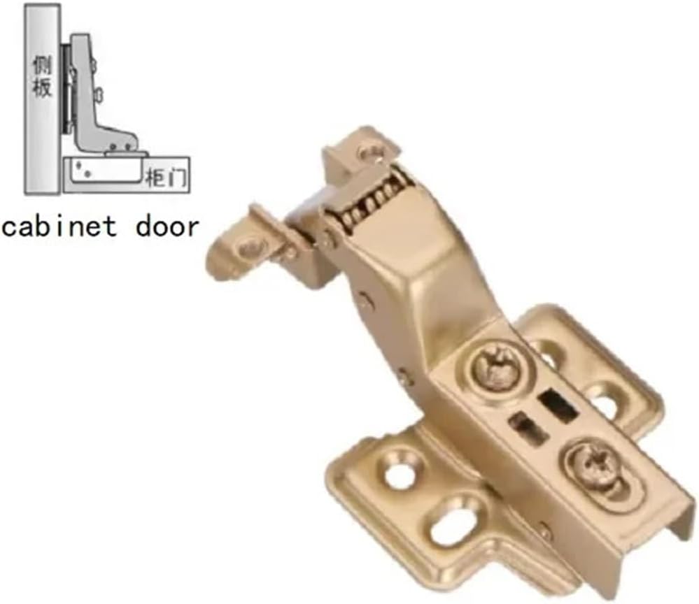 Golden Stainless Steel Glass Door Hinge Cabinet Bookshelf Display Narrow Edge 2Pcs(6)