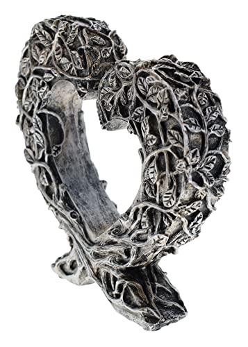 Top Brass Standing Heart Wild Vines Decor - Growing Love Art - Wedding Party, Anniversary, Valentines, Couples, I Love You (Pewter/Antique Silver) #TOP2