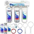 4 Stage Reverse Osmosis Deionization Water Fliter System, with Pressure Gauge and Deionization Water Filter, RO/DI Water Filtration System with Flushing Valve?100 GPD