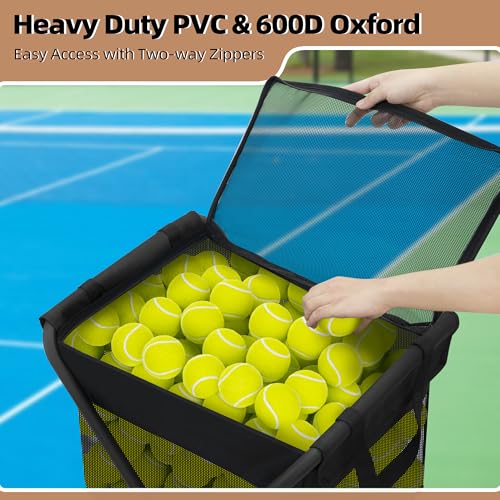 Image of STORAGE MANIAC Foldable Tennis Ball Hopper Cart with Removable Ball Bag
