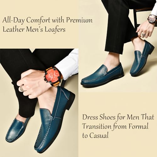 Men's Loafers Slip-On Dress Shoes – Men's Genuine Leather Business Casual Shoes,Hollow and Breathable Comfortable,Suitable for Work,Office Or Daily Wear2