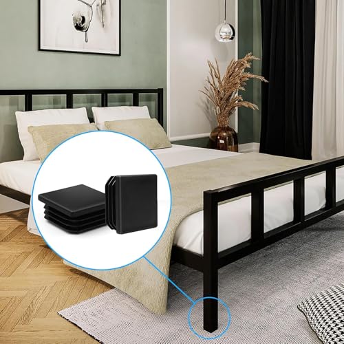 TXXATX 8 Pieces Box Section End Caps 60x60 mm Worktop End Cap Reusable Plastic End Caps Square Post Caps Insert Plastic Caps Black Tube Plug for Metal Tube Furniture Chair Shelf Sofa Table Stoppers - Image 2