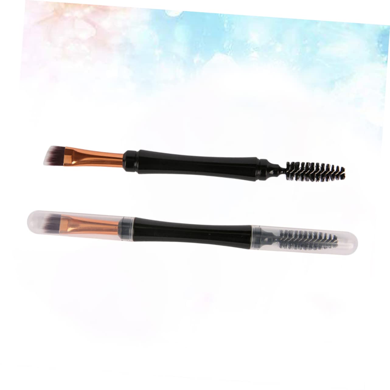 SOESFOUFU Dual Purpose Makeup Brush Set Double Ended Brow Spoolies Mascara Brush