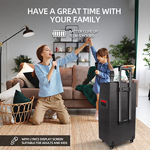 image for GEARDON Karaoke Machine with Lyrics Display Screen for Adults, 15 Inch