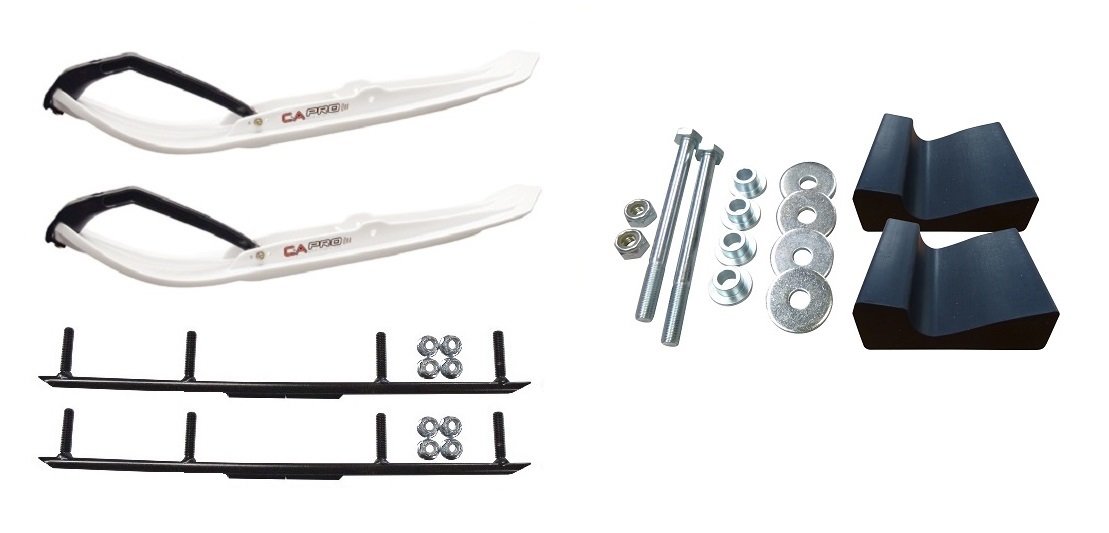 C&A Pro White MTX Snowmobile Skis w/ 4