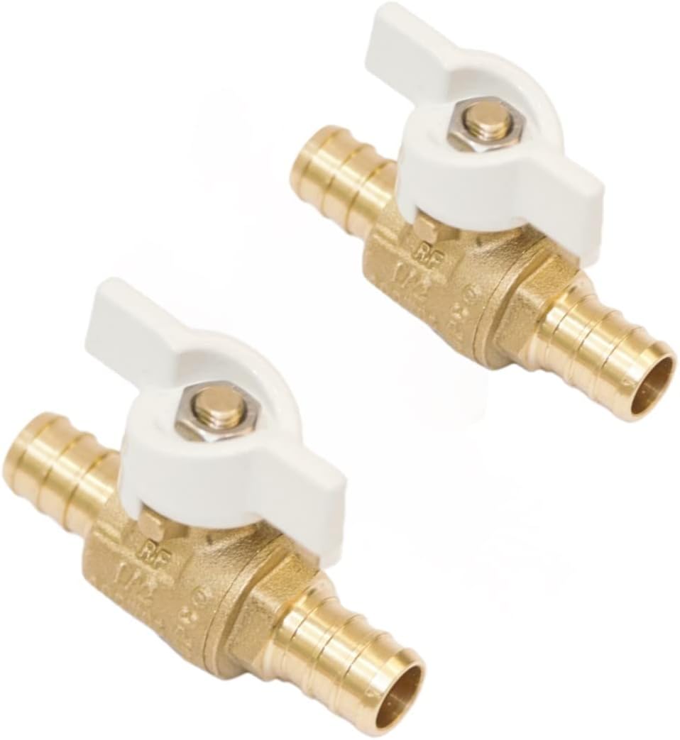 1/2in Brass Pex Ball Valve, 1/4 Turn Pex Shut Off Valve
