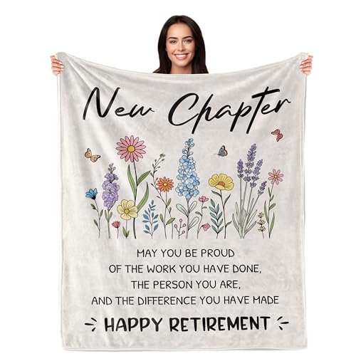 PAZISOL Retirement Gift for Woman Happy Retirement Gifts Funny Retired Gift for Women New Beginnings Gifts for Women Farewell Presents for Coworkers Teacher/Nurse Retired Presents 60X50 Blanket