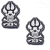 K9 Crossbones Killer Attack Police Dog Patch Embroidered Army SWAT Military Tactical Morale Badge Emblem Embroidered Fastener Hook & Loop Patch for Pet Harnesses Vest (2PCS)