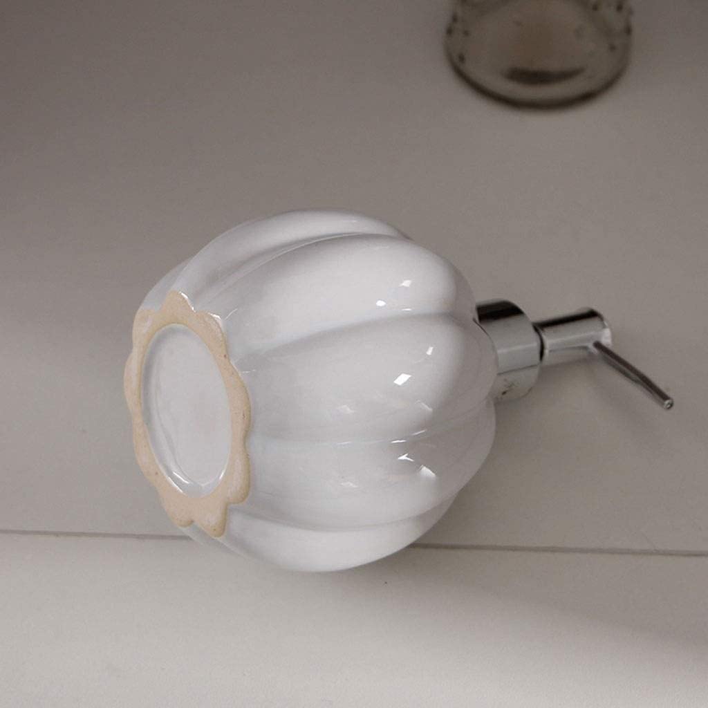 Dispenser di sapone alla moda in ceramica a forma di zucca bottiglia di erogazione per la casa bagno cucina hotel lozione bottiglia, 400 ml, bianco premium dispenser sapone sapone