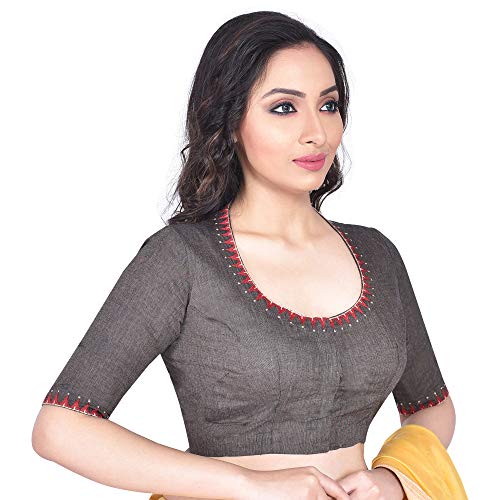 Image of RENE Women's Cotton Embroidered Half Sleeve Blouse