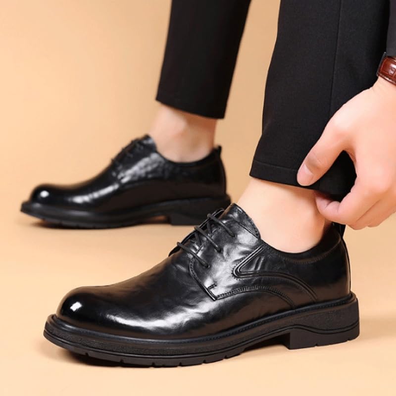 Men's Genuine Leather Lace Up Oxfords Comfort Wide Round Toe Non-Slip Dress Shoes Anti-Slip Formal Duty Work Shoes4