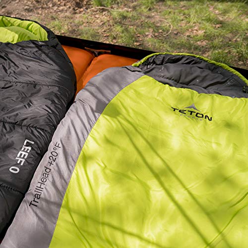 Image of Teton 20F and 5F Degree Sleeping Bag; Lightweight, Warm Weather Mummy Sleeping Bags for Adults and Kids, Camping, Backpacking, Hiking