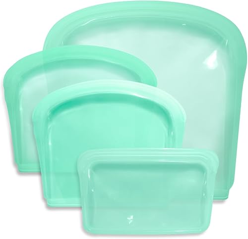 Bolsas de almacenamiento de silicona reutilizables, paquete de 4 bolsas de silicona de medio galón, bolsas duraderas de silicona con cierre disponible en Yaxa Peru