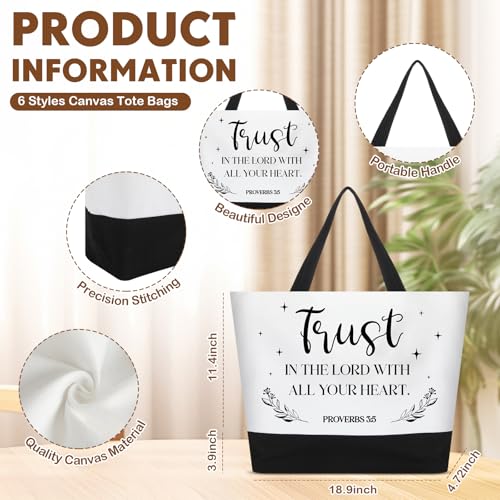 12 Pcs Housekeeping Week Gifts Christian Canvas Tote Bags with Religious Makeup Bags for Women Bulk Reusable Bible Verse Toiletry Pouch Birthday Travel Gift for Women2