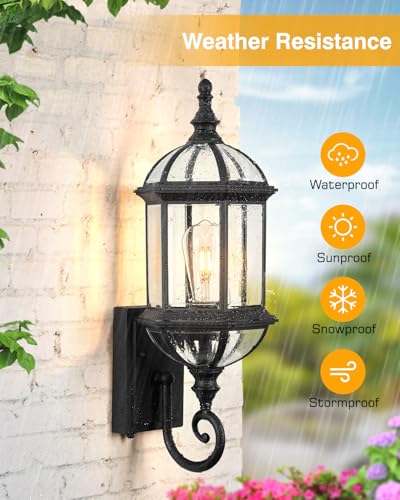 VIANIS-22-Large-Porch-Lights-Outdoor-Black-Dusk-to-Dawn-Outdoor-Lighting-Anti-Rust-Exterior-Lighting-fixtures-with-Tempered-Beveled-Glass-Outdoor-Lights-for-House-Patio-Two-Mounting-Options VIANIS 22 Large Porch Lights Outdoor Black Dusk to Dawn Outdoor Lighting Anti Rust Exterior Lighting fixtures with Tempered Beveled Glass Outdoor Lights for House Patio Two Mounting Options