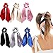 6Pcs Ribbon Scrunchie For Woman,Solid Colors Elastic Hair Bands Hair Scarf,Bow Hair Tie,Vintage Hair Accessories Ropes Ponytail Holder Scrunchy Ties for Women Girls (6 Colors Pack A)