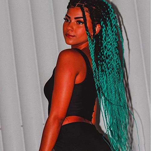 Upruyo Dark Green Braiding Hair Pre Stretched Teal Prestretched Braiding Hair 26 Inch Knotless Kanekalon Colorful Braiding Hair Extensions (Teal-3 Packs) #TOP6