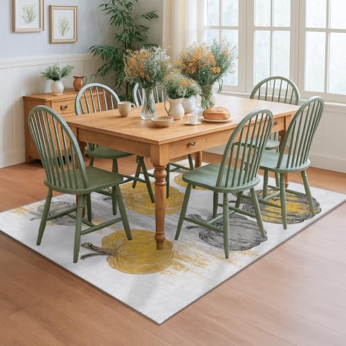 Tapis citrouille aux rayures rustiques et finitions de qualité - 4