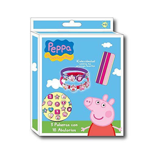 Peppa Pig - Set 3 Pulseras y 18 Colgantes, 21 x 15 cm (Cerdá 2502-240)