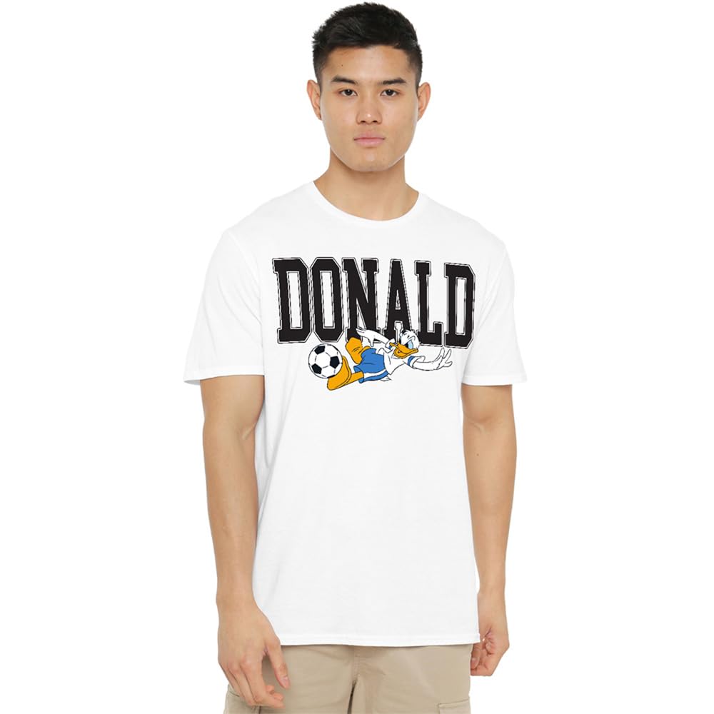 Disney Unisex White Donald Duck Football Kick T Shirt, 4XL