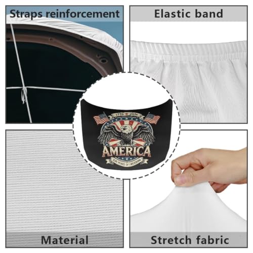 Image of Eagle American Flag Print Car Hood Cover Weather-Resistant Automotive Hood Covers Elastic Fabrics Car Bonnet Banner Outdoor Indoor Foldable Protective Cover