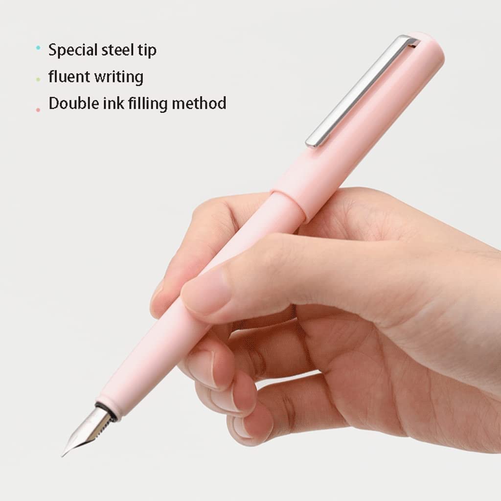 Pluma estilográfica Pluma estilográfica de lujo Pluma estilográfica Ef Nib for estudiantes Práctica Pluma de caligrafía Papelería de oficina Negocio simple Absorbedor de tinta Bolsa de tinta Bol