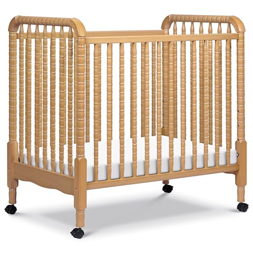 Davinci Jenny Lind 3-in-1 Convertible Mini Crib in Honey, Removable Wheels, Greenguard Gold Certified