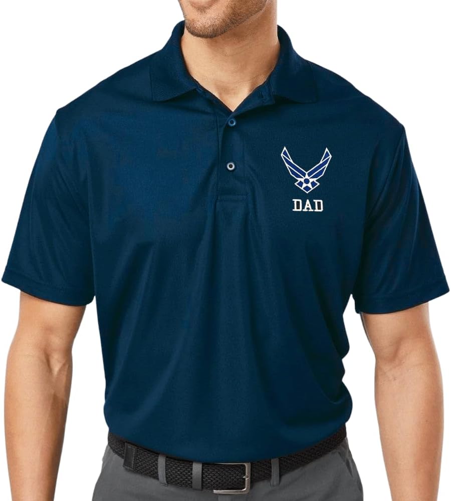 Armed Forces Gear US Air Force Dad Polo for Men (Air Force)