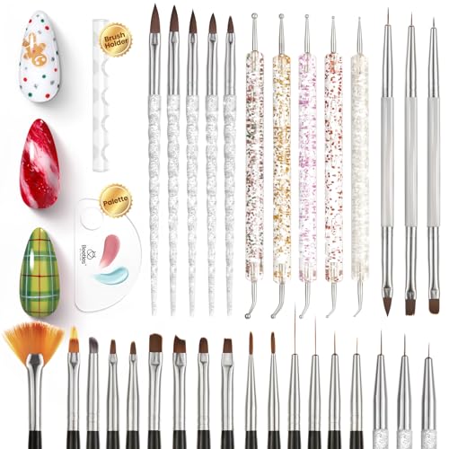 Beetles-31pcs-Nail-Art-Brushes-Dotting-Tools-Nail-Art-Pens-Dust-Brush-Striping-Liner-Fingernail-Drawing-Pens-with-Palette-Holder-All-in-One-for-Starter-Manicure-Design-Set Beetles 31pcs Nail Art Brushes, Dotting Tools, Nail Art Pens, Dust Brush, Striping Liner Fingernail Drawing Pens with Palette Holder All in One for Starter Manicure Design Set - Image 1