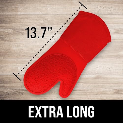 Extra-Long-Professional-Silicone-Oven-Mitt-Oven-Mitts-with-Quilted-Liner-Heat-Resistant-Pot-Holders-Flexible-Oven-Gloves-1-Pair-Canyon-Red-137-inch Extra Long Professional Silicone Oven Mitt Oven Mitts with Quilted Liner Heat Resistant Pot Holders Flexible Oven Gloves 1 Pair Canyon Red 137 inch