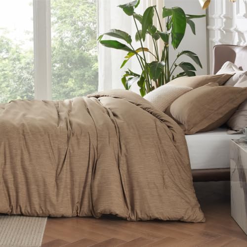 Image of Bedsure Full Comforter Set - Brown Soft Bedding for All Seasons, Cationic Dyed Bed Set, 3 Pieces, 1 Full Size Comforter (82 inchx86 inch) and 2 Pillow Shams (20 inchx26 inch+2 inch)