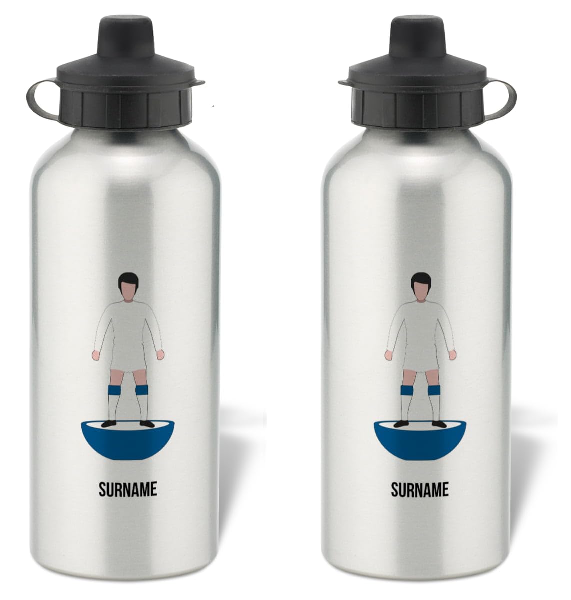 Personalised Leeds United FC Player Figure Aluminium Sports Water Bottle - Silver Bottle