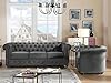 Vente-unique - Canapé 3 Places et Fauteuil Chesterfield - Velours Anthracite