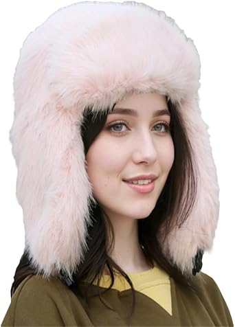 Winter Trapper Hat for Women 2025 Fashion Faux Fur Russian Ushanka Hat Cold Weather Windproof Ski Cap Outdoor