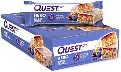 Quest Nutrition Blueberry Cobbler Hero Protein Bar, Low Carb, Gluten Free, Soy Free, 10 Count