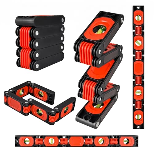 ZAUNFOOY 24 Inch Foldable Level Tool Multi-Angle Magnetic Aluminum Alloy Level with 4 Bubble Vials Portable Folding Measuring Level for Woodworking Carpentry Construction DIY