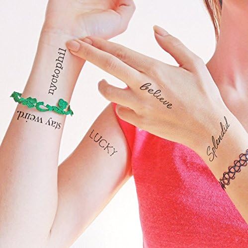 Set of words - splendid - lucky - stay weird. - believe - nyctophil - Temporary Tattoo (Set of 2)