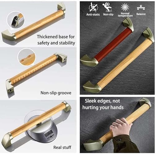 Barra de agarre para seguridad en el baño, mango de ducha de madera para personas mayores, riel de apoyo antideslizante para ancianos y discapacitados, barra de equilibrio de 50 cm para uso asistido