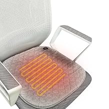 Portable Electric Heating Pad for Office Chair USB Large Size Heated Seat Cushion 3 Temperature Settings Fast Heat Seat Warmer Machine Washable 18x18in Grey