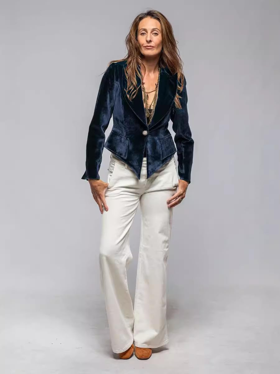 Women's Velvet Suit Blazer Single Breasted Tuxedos Jacket for Christmas Office Work
