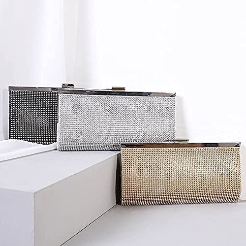 RajoNN Damen-Abendhandtaschen, Damen-Clutch, Strass-Tasche, Party-Kettentasche (Gold)