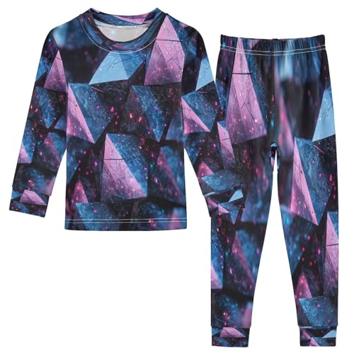 Pajama Sets Long Sleeve Pruple Blue Abstract Structure Soft Comfy Sleepwear 2 Piece PJS 3-8T