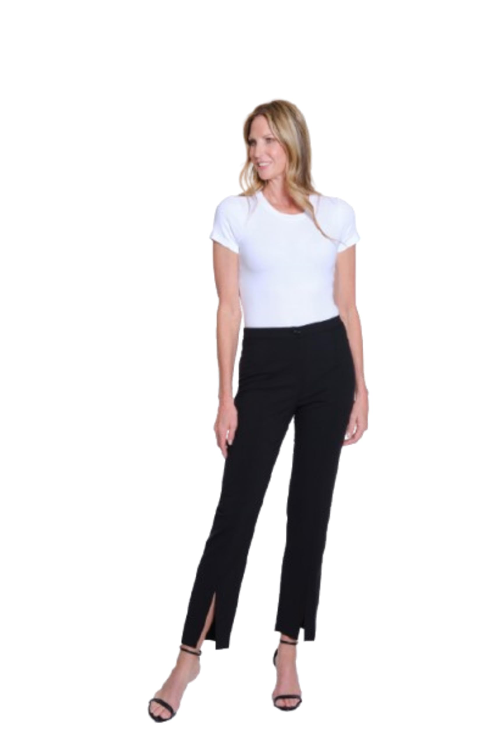 SLIM-SATION Womens Zip Front Hem Vent Ankle Pant