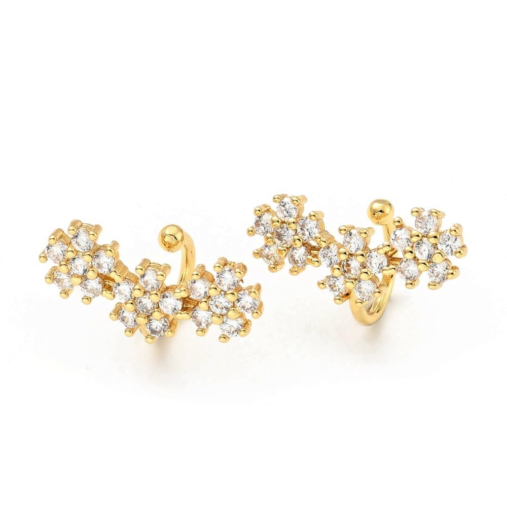 Via Mazzini Fashionable Gold Plated Flower Crystals Non-Pierced Clip-On Ear Cuff Earrings For Women And Girls (ER2229) 1 Pair (B0C7Q4WWGH) Amazon Price History, Amazon Price Tracker