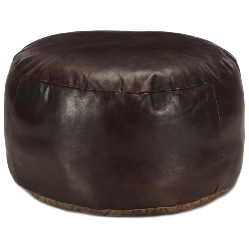 Pouf de salon en cuir marron 60x30 cm pour une ambiance cosy