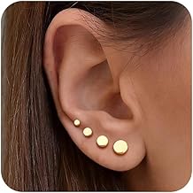 YADOCA 4 Paare G23 Titanium Ohrstecker Hypoallergen für Damen Herren Mädchen Silber/Gold/Schwarz Ohrstecker Runde Scheibe Ohrringe für Empfindliche Ohren 2/3/4/5mm
