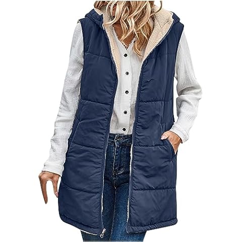 Women's Long Hooded Gilet with Sherpa Fleece Cover